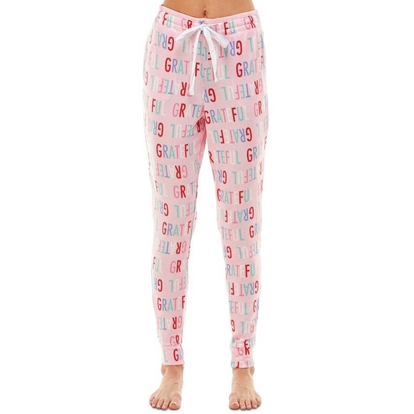 JACLYN INTIMATES Whisper Luxe Lounge Jogger Pants In Pink Multi, Size Medium - Picture 1 of 4